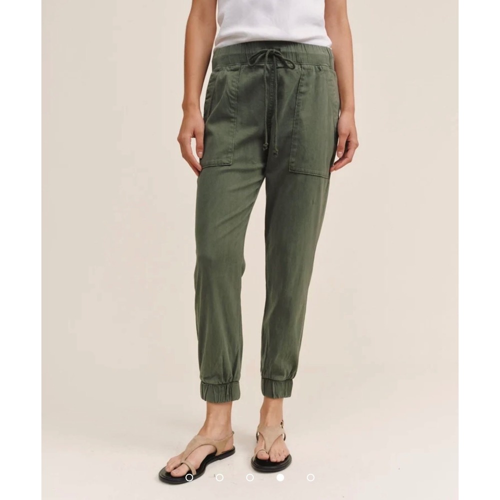 Bella Dahl Pocket Joggers Olive Green Tencel Lyocell Drawstring Pants Large